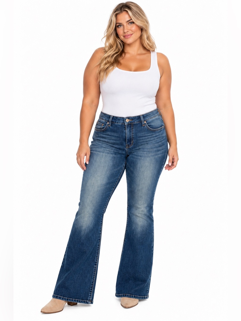 Wrangler Bootcut Size 15/34 Women’s Mid Rise Blue Flare Jeans